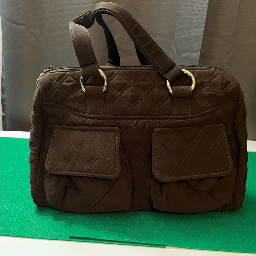 Vera Bradley quilted brown handbag.